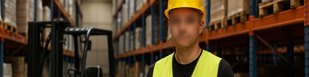 Blurred worker face warehouse_ 0