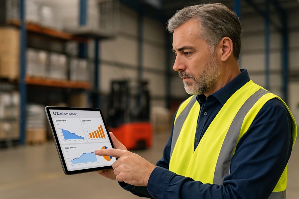 ouse safety manager reviewing data analytics LR